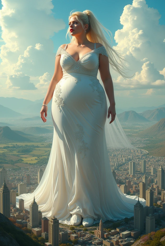 Nurse with giant breasts wearing a cape and crown