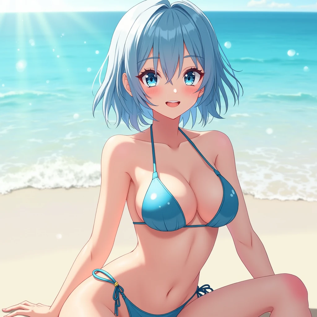 Best Style、Light blue hair、Micro Bikini