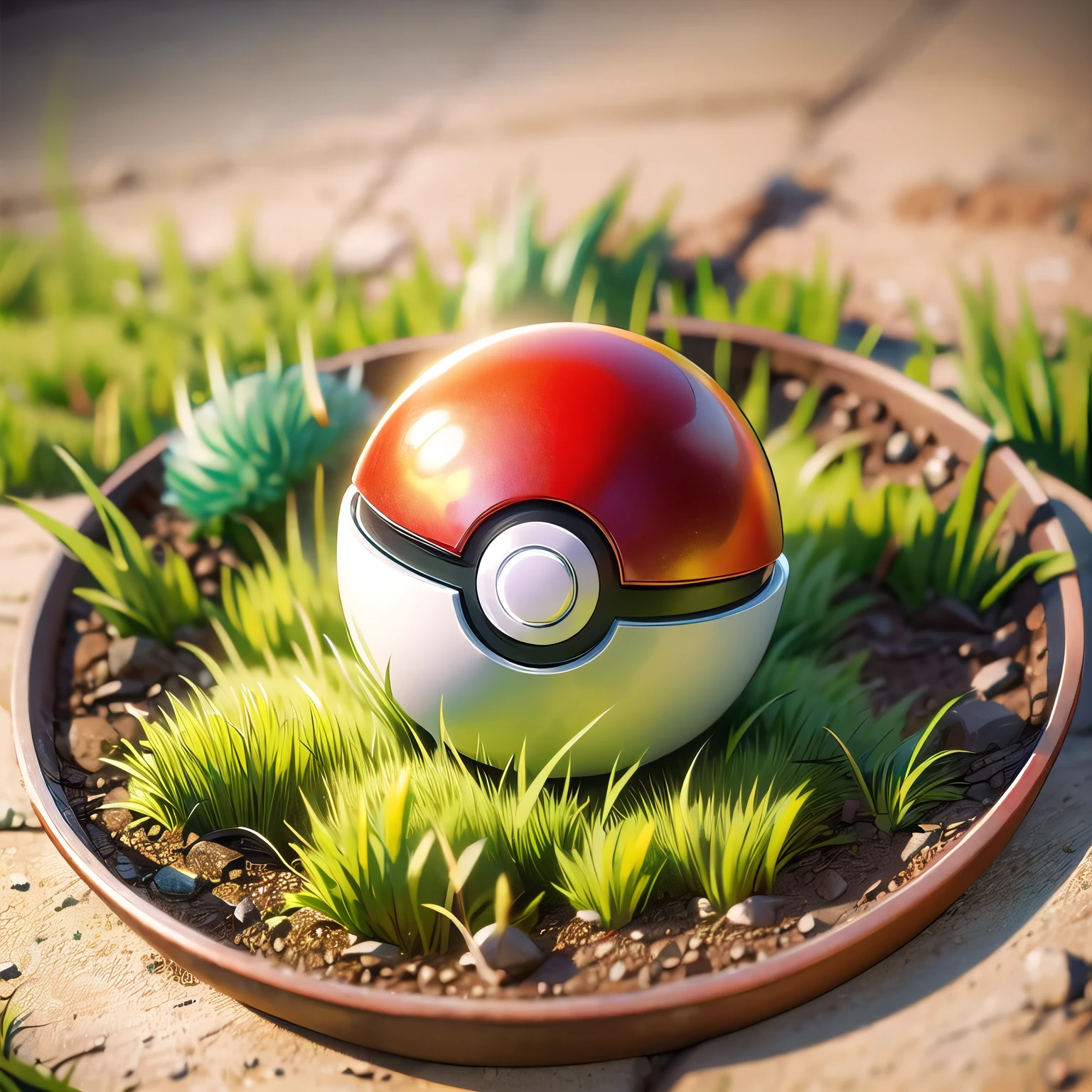 (figure, Highest quality, masterpiece, Official Art:1.1), Pokéball, Grass floor