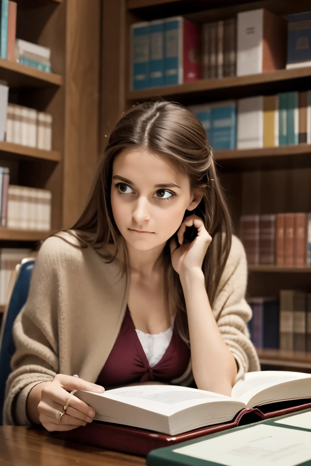 person focuses on study in a bibliotheque