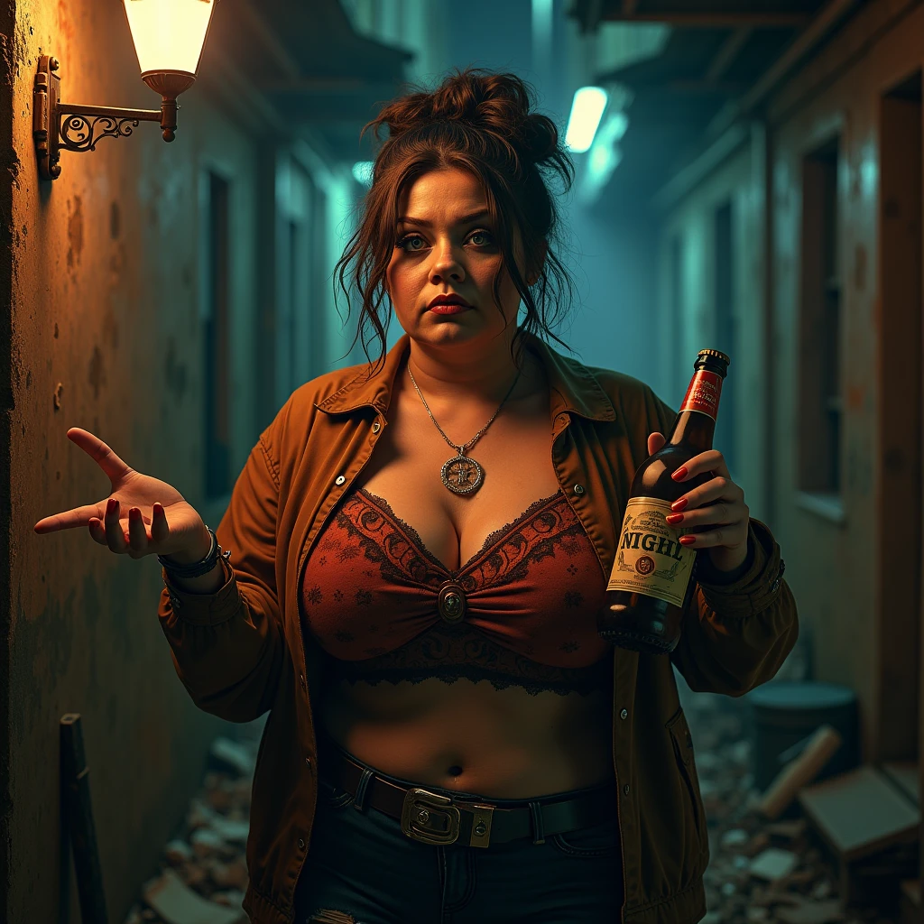 analog photo, (25-year-old French woman:1.1), (nipples:1.2), medium sagging breasts, (saggy breasts:1.3), (very cramped:1.1), warm light, writing on walls, (dark:1.1), (moody:1.2), (found footage:1.3), night club, (neon sign:1.1), large breasts are huge, , ("FUCK ME" written on sign:1.4), (35mm photo:1.1),