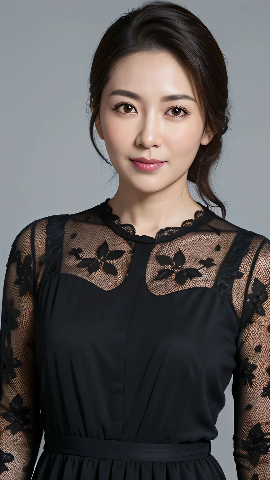 A woman in a black dress posing for a picture - SeaArt AI