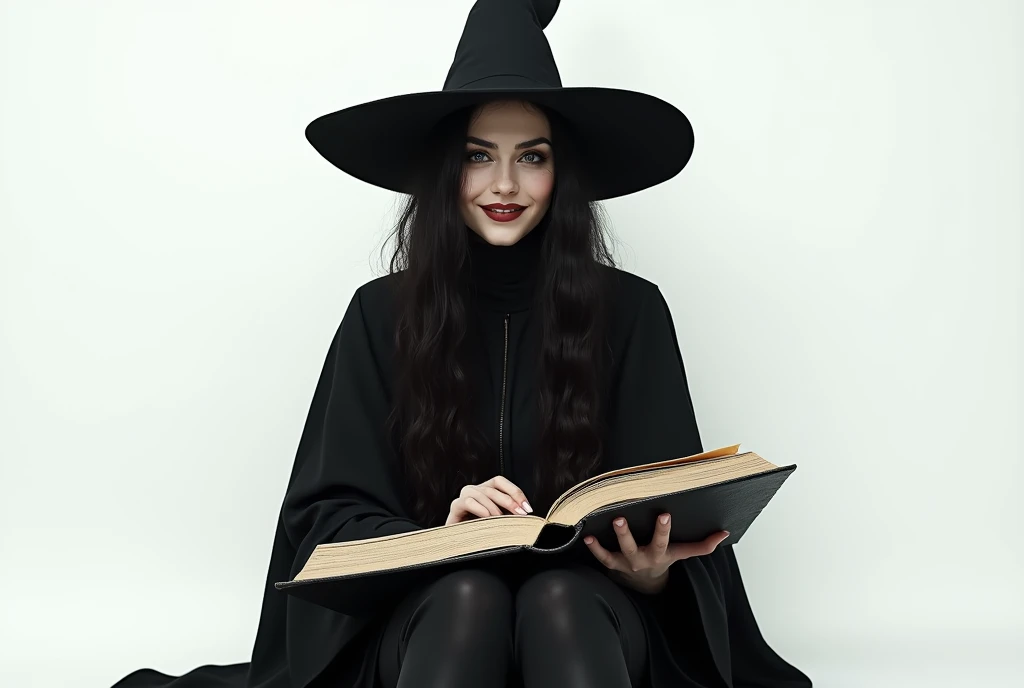 masterpiece, best quality, deCordelia, witch hat, strapless dress, pantyhose, elbow gloves, huge breasts, looking at viewer, smile, bookshelf, 