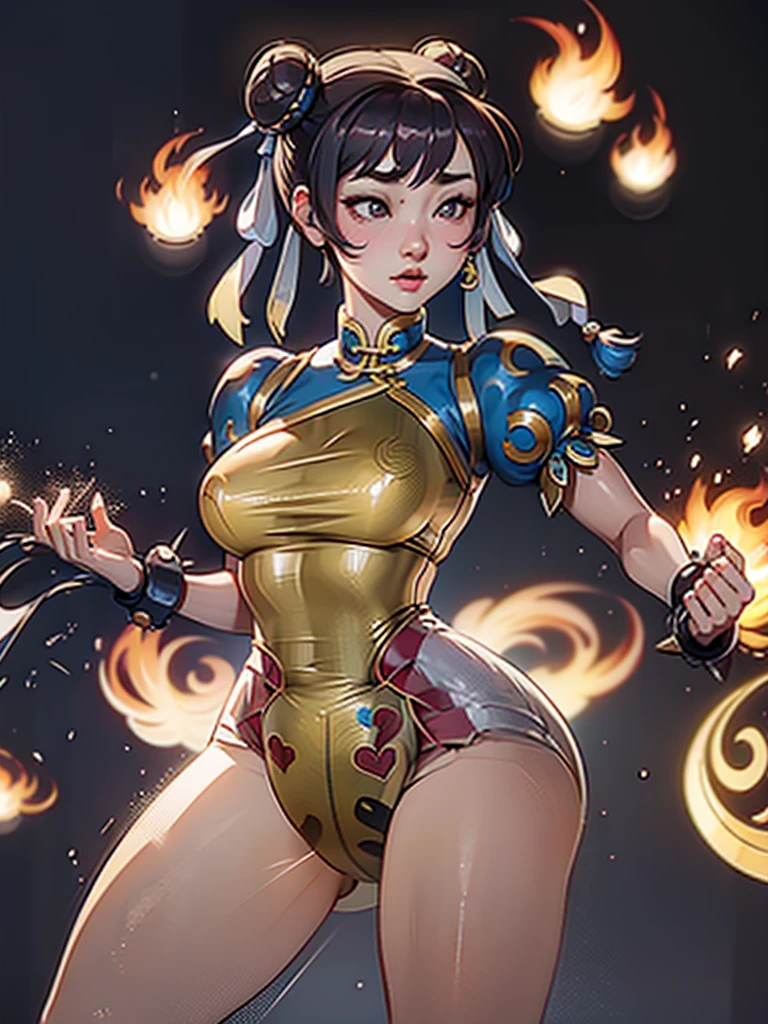 Chinese Boy, **, Chun Li Outfit, Leotard, (((Facing Backwards, left hand on buttocks)))