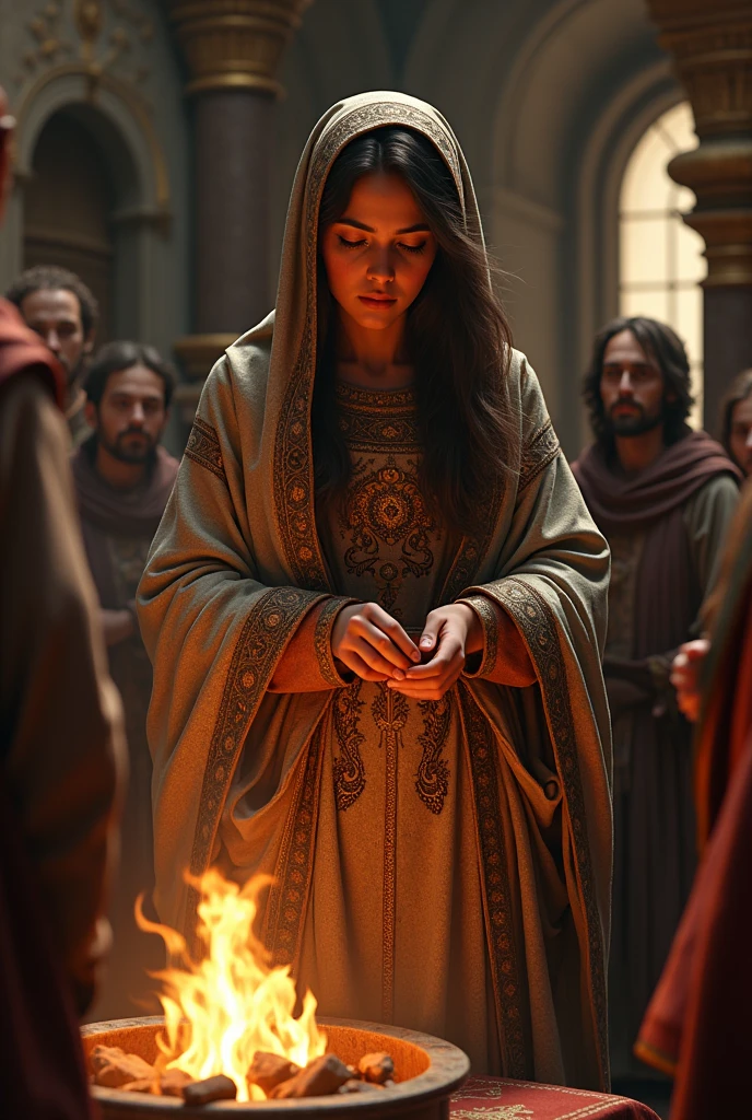 (best quality:1.2,realistic,ultra-detailed),(portrait,religious artwork),(long robes),(focused expression),(vibrant colors),(soft lighting),(canvas texture),(high-res),(fine brushstrokes),(subtle shadows),(religious symbols),(intense gaze)