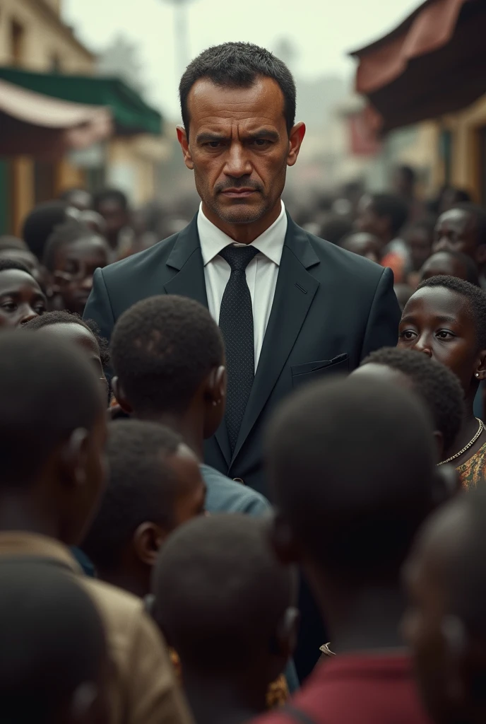 "Create a powerful image showcasing Nelson Mandela as an anti-apartheid activist, standing in the forefront of a protest, surrounded by diverse supporters holding signs and banners advocating for racial equality." male character