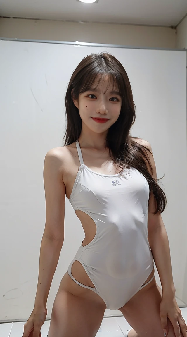 ((Best picture quality), Korea 20 years old, shower cabinet, NFSW, high resolution, Natural and smooth implementation, head and body balance, perfect body beauty: 1.4, delicacy, A thin bridge, ((dark brown hair, Very : 1.2)), Highly detailed face and skin texture, eye for details, shy smile, Kneeling, Completely covered by underwear, Illuminate the areola, Gravure idol, Best picture quality, Reality, Exposed groin, cute 외모, angle from below, small ass, k-pop make up, A look of bewilderment, A thin waist, White and clear skin, cute, Narrow pelvis, category, Shower booth, Trendy hairstyles for long hair, skinny body type, Young body type, Small pelvis, small shoulder, , Innocent one piece