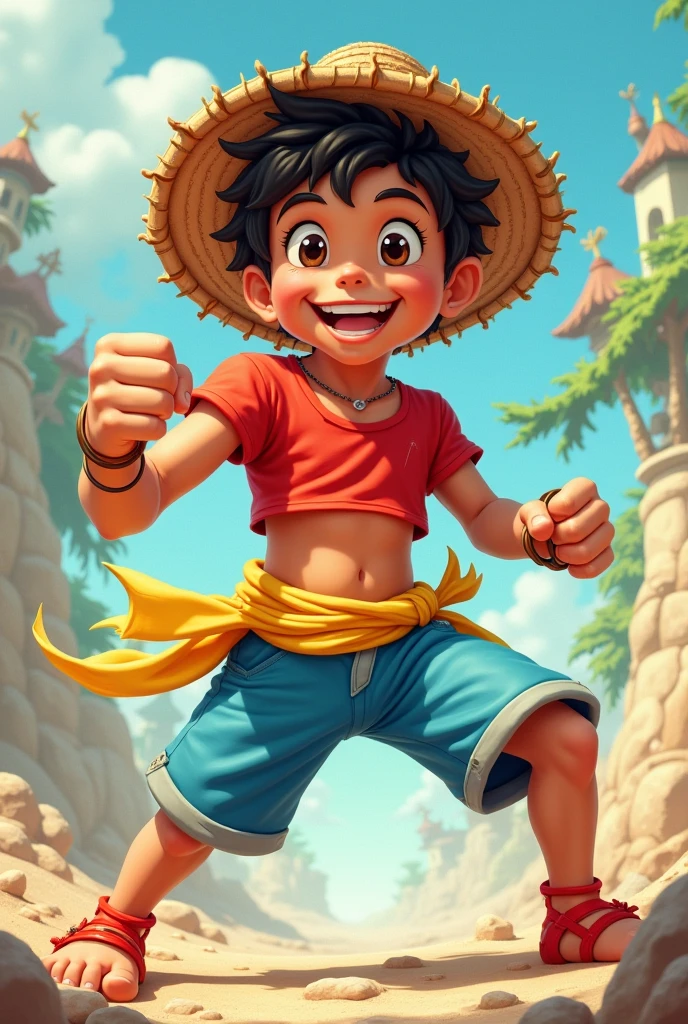 The Flintstones' Bambam boy with a goat horn in his hand and all tattooed