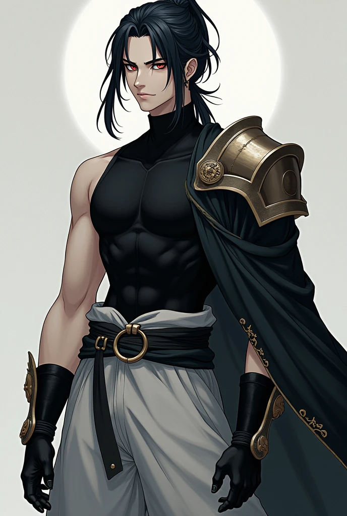 4k, anime illustration, [mature] male draph, ((cowboy shot)), muscular devil (man), flat pecs, [big arms], big hard ?????, (black spiky hair), (glaring silver eyes:1.2), elegant, ??????, oozing ?????? energy, homoerotic, sharp focus, soft lighting, vibrant colors, (masterpiece), (detailed face), ((detailed eyes)), symmetric face, symmetric eyes, evil smile, Reinhardtzar, highly detailed ?????, (big ?????), silky ?????, big fresh ?????????, standing, ?????? arousal,