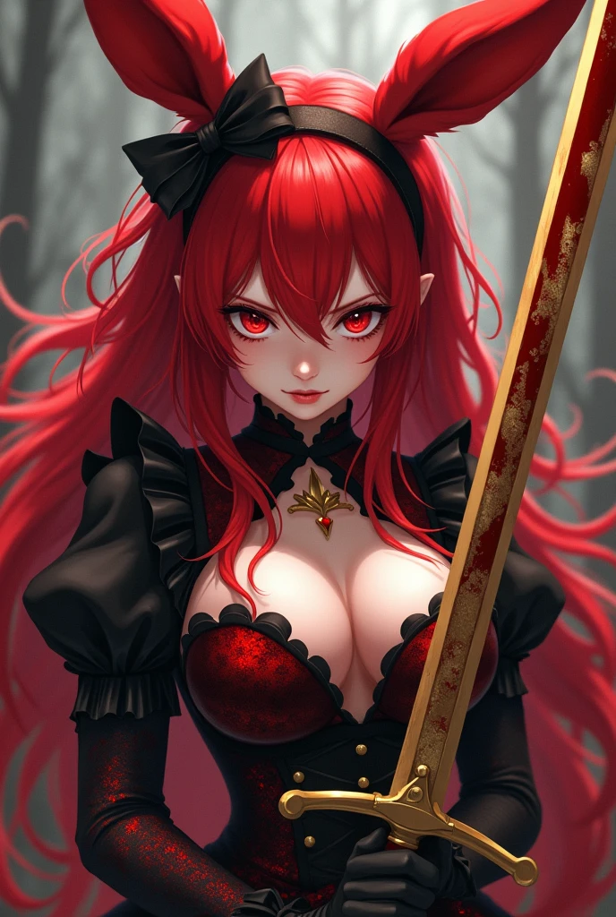 Gothic vampire girl, black gothic clothes, sexy in the cemetery, she is holding a spear, fully body, movement pose