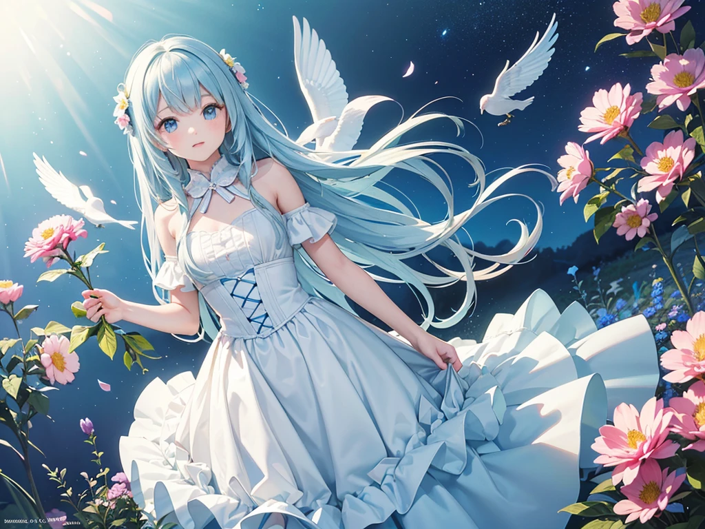 (16K, Highest quality, Ultra-high resolution, Delicate use of colour, Very nice illustration), ((Unrealistic, Different world, mysterious, country of flowers, magic)), ((Multiplying Girl)), (****, long hair), (Very beautiful and detailed girl, Accurate body structure, Accurate body movements, Very detailed body), (((Very detailed depiction, clone girlsが, 1,000 people, I can&#39;t tell them all apart))), ((Only Clone girls)), (((Super big breasts, J-Cup))), (Cute Smile, Peaceful atmosphere, Have a conversation, Laughter, chat), (Ultra-wide field of view, Clear perspective depiction), Flower Season