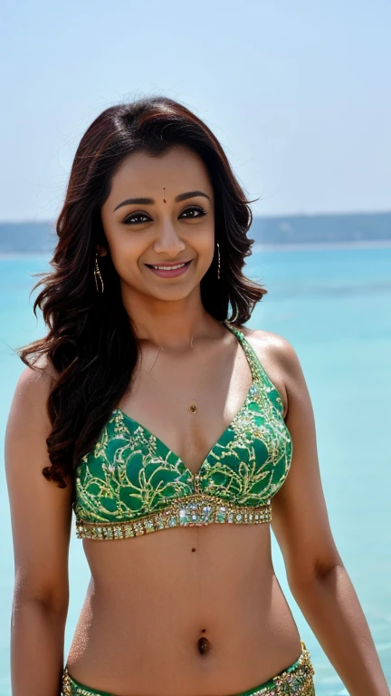 close up head and bodyshot photo of ((shraddha kapoor)) in mini bikini, free long flowing hair, masterpiece, 33 year old, while fucking, looking at viewer, (((showing her breast and navel))), in a beach , looking at viewer sexily who is ready to fuck her,((full body)), ((marathi woman makeup with mascara and nose ring)), showing cleavage and fleshy hip, playing in beach sand