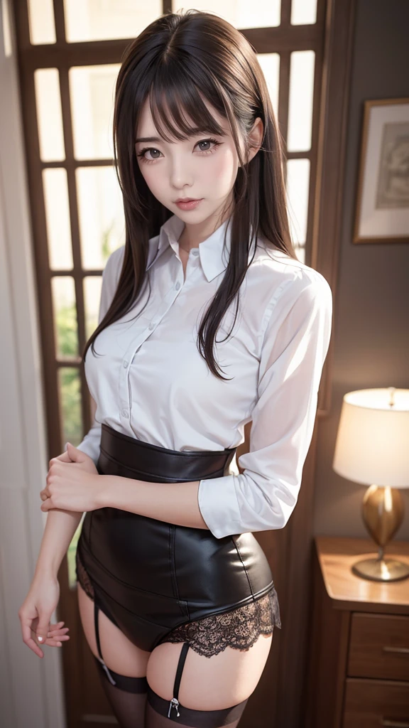 (random pose),(A mais high qualiy de imagem,(8k),ultra-realistic,best qualityer, high qualiy, High definition, high qualiy texture,high détail,Beautiful detailed,fine-detailed,extremely detailed CG,detailed texture,A realistic representation of the face,work of art,Sense of presence),small blouse, tight mini skirt,Stockings,engineer&#39;s boot,pantyhose 