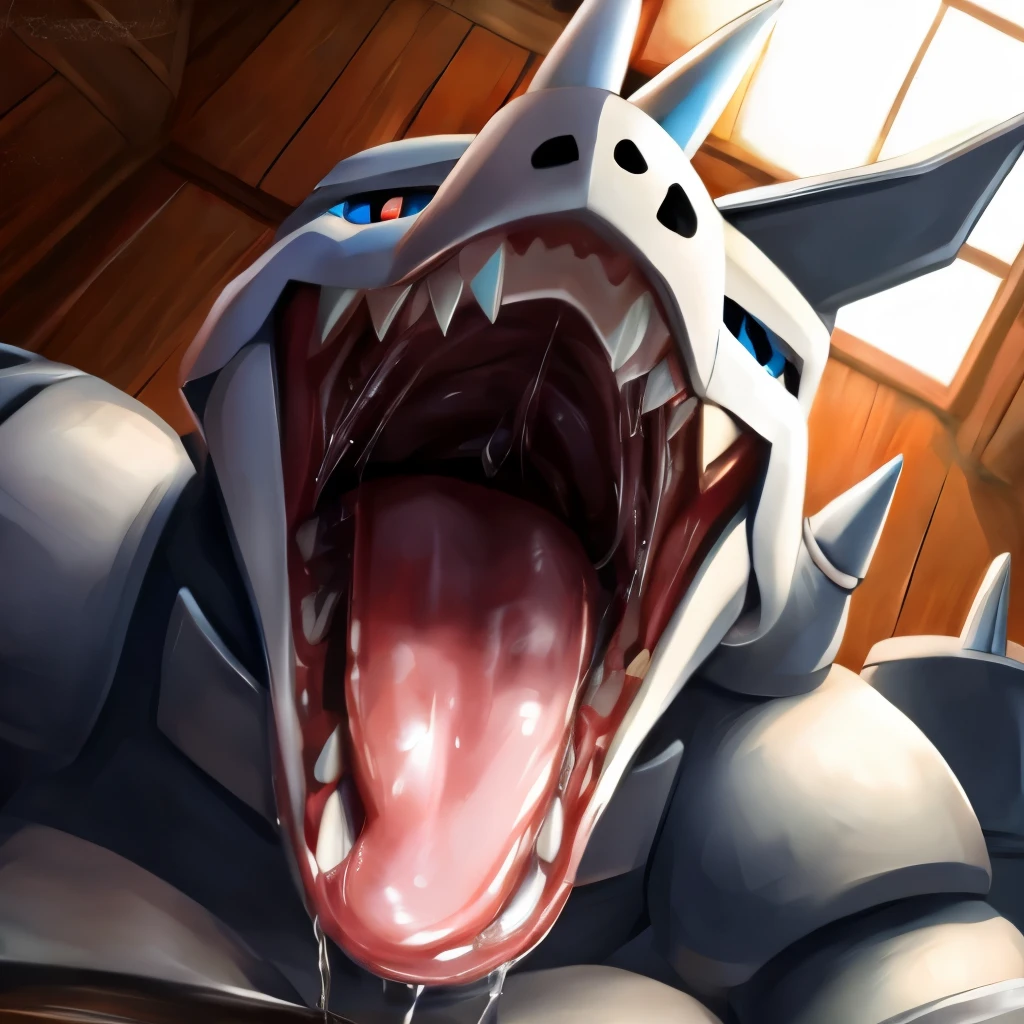 Pokemon aggron, vore, saliva, esophagus, gulping, first person view