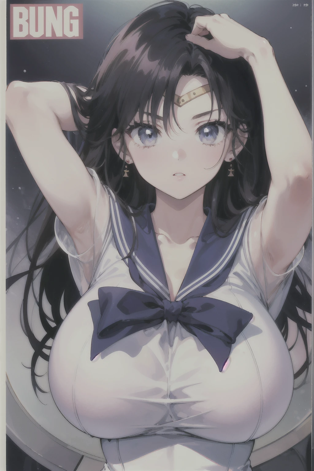 Perfect Anatomy,(8k, highest quality, masterpiece:1.2),\(Beautiful Eyes\),\(Facial Features\),(\(Costume details Details\)\),(Huge titted body esbian, Super Skirt,Sailor Moon Costume,(Face Focus) ,Very detailedな CG Unity 8k 壁紙,Large file size,Very detailed,High resolution,Absurd,Beautiful Eyes,Ray Tracing,Dramatic Shadows,Down to the last detail,Elevation,Hyper Detail,(alone),Anime Style、Very long straight hair、Black Hair、Black sailor collar、Black Absolute Short Mini Scarbow Gloves、(Inside the research complex:1.4)