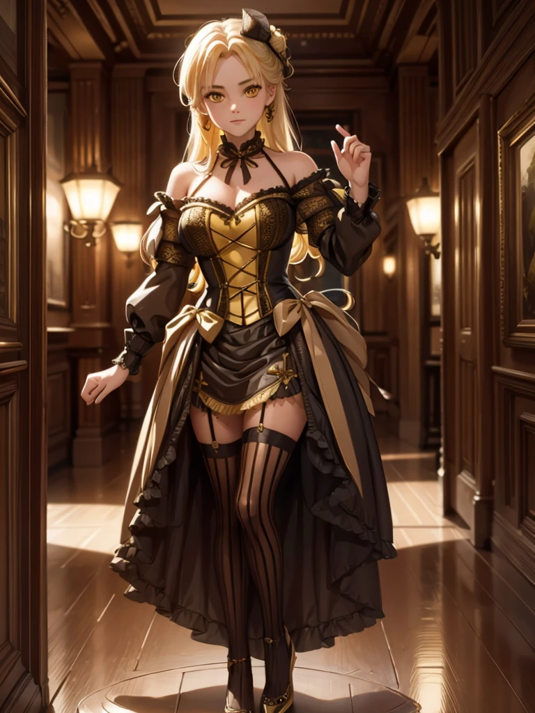 (masterpiece:1.8),(Highest quality:1.8),(Very detailed:1.8),(8K:1.8),(Ultra-fine Illustration:1.5),Cute Single Mature Woman,skinny,Small Ass,Straight twin tails,Flat Chest,Small breasts,(Shiny metallic gold,good,panties),,Gold Corset,choker,Gold Long Gloves,gold boots,(hilarious pose:1.5),stand,(Trying on lingerie in a lingerie shop),Full body angle,