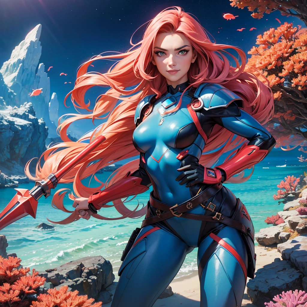 Very beautiful, very sexy woman with red hair and astronaut outfit