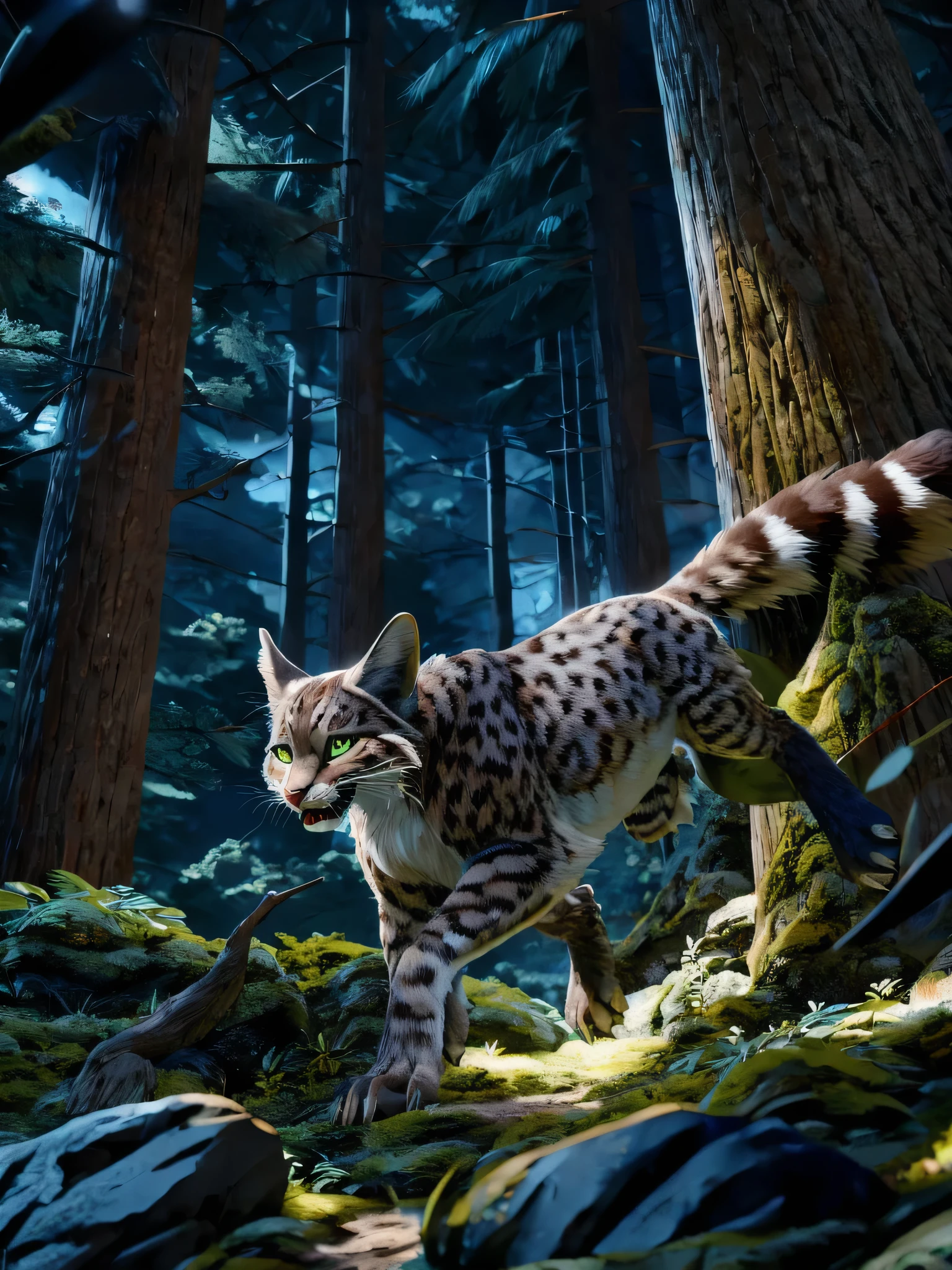 ((8k, Best Quality, Masterpiece: 1.3)), Ultra High Resolution, ( animal), Highly Detailed Eyes, Highly Detailed Face,The wildcat、A small wild cat、It has sharp claws and fast movements.。The body is brown or grey in colour.、There is a speckled pattern、Helps with camouflage when chasing prey。Large ears provide excellent hearing、Hear the sounds of your prey even in the dark。
The wildcat is mainly nocturnal.、When hunting, they sneak up silently.、Its swift movements allow it to catch prey in an instant.。His lonely and free personality、Has a mysterious charm、They have the strength to survive independently in the natural environment.。