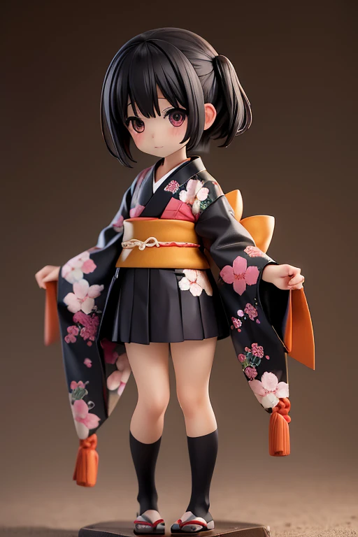 girl、、small、Kokeshi、Zashiki-warashi、Black Hair,、boyish、Shortcuts、amountが見える、amount、kimono、kimono、whole body、Full Shot
