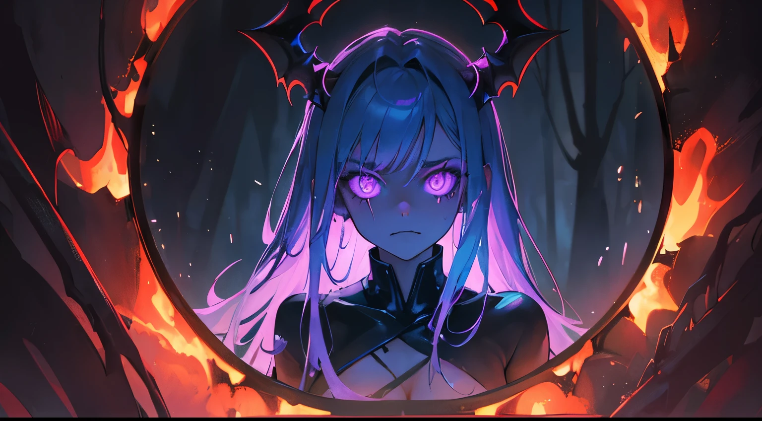 rimuru tempest, blue long hair, yellow eyes, nofilter, best_quality, parameters__masterpiece, parameters__intricate details, parameters__highres, parameters__Ultra-detailed, cinematic light, (best illumination, detailed face, (best quality:1.2), beautiful detailed eyes, perfect anatomy, ahegao face, sex with goblin