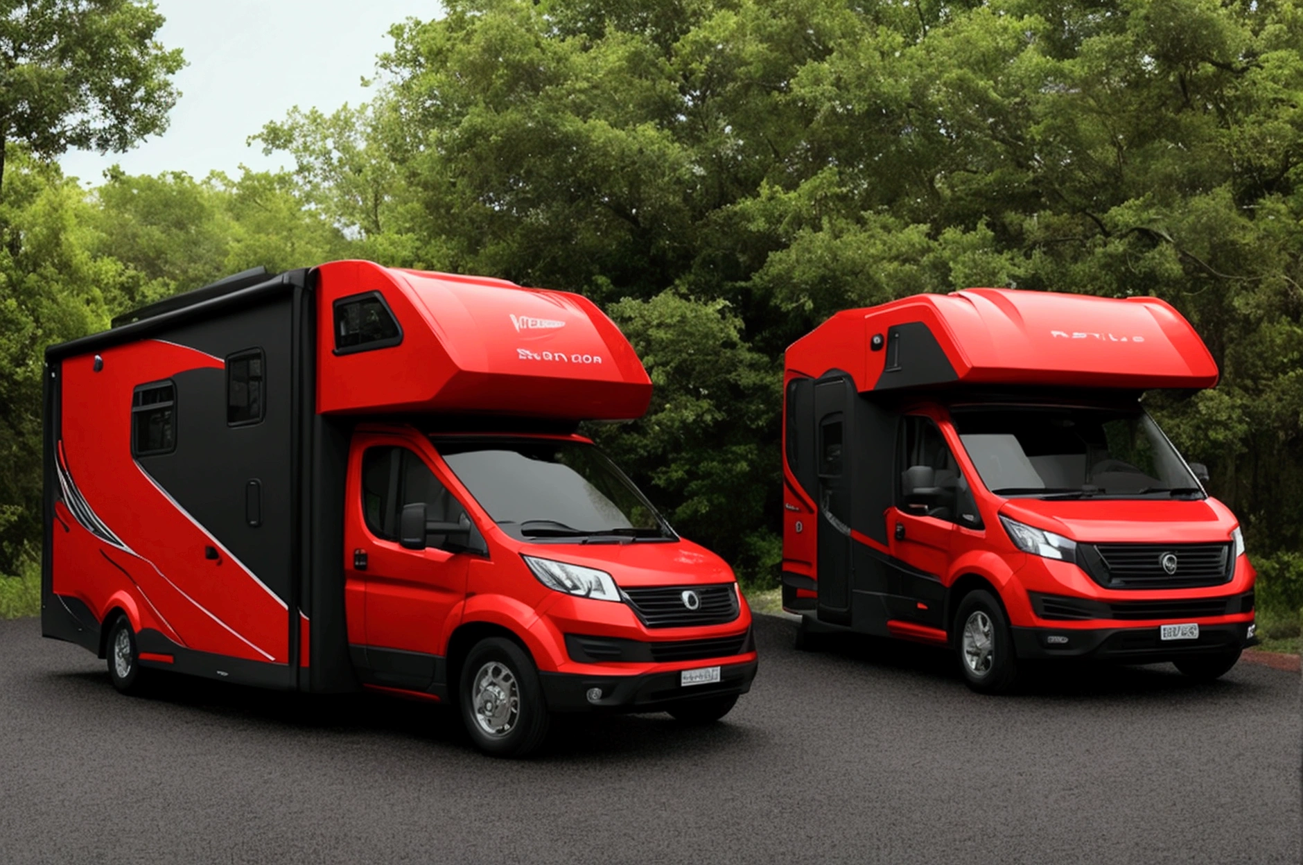 a lone future survivor rv, motorhome, highly detailed photographic image, vivid colors, red, green, blue, yellow, intense contrast, cinematic depth of field, masterfully composed, cinematic camera angle, quiet setting, wet floor, rain, photorealistic, 8k, studio lighting, physically-based rendering, extreme detail description, dramatic lighting, moody atmosphere, cinematic composition, environmental portrait