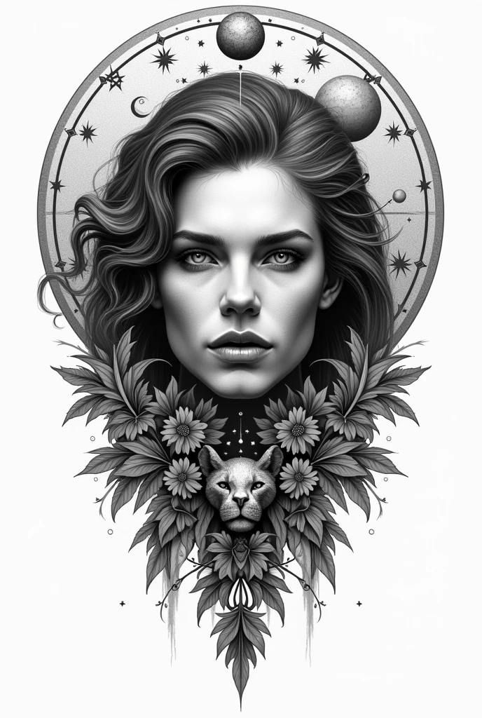 Create a black chest tattoo that reflects your African roots, resilience, Kintsugi and a woman who, despite her horrible childhood, moves forward, The tattoo must be in black and white and shadows