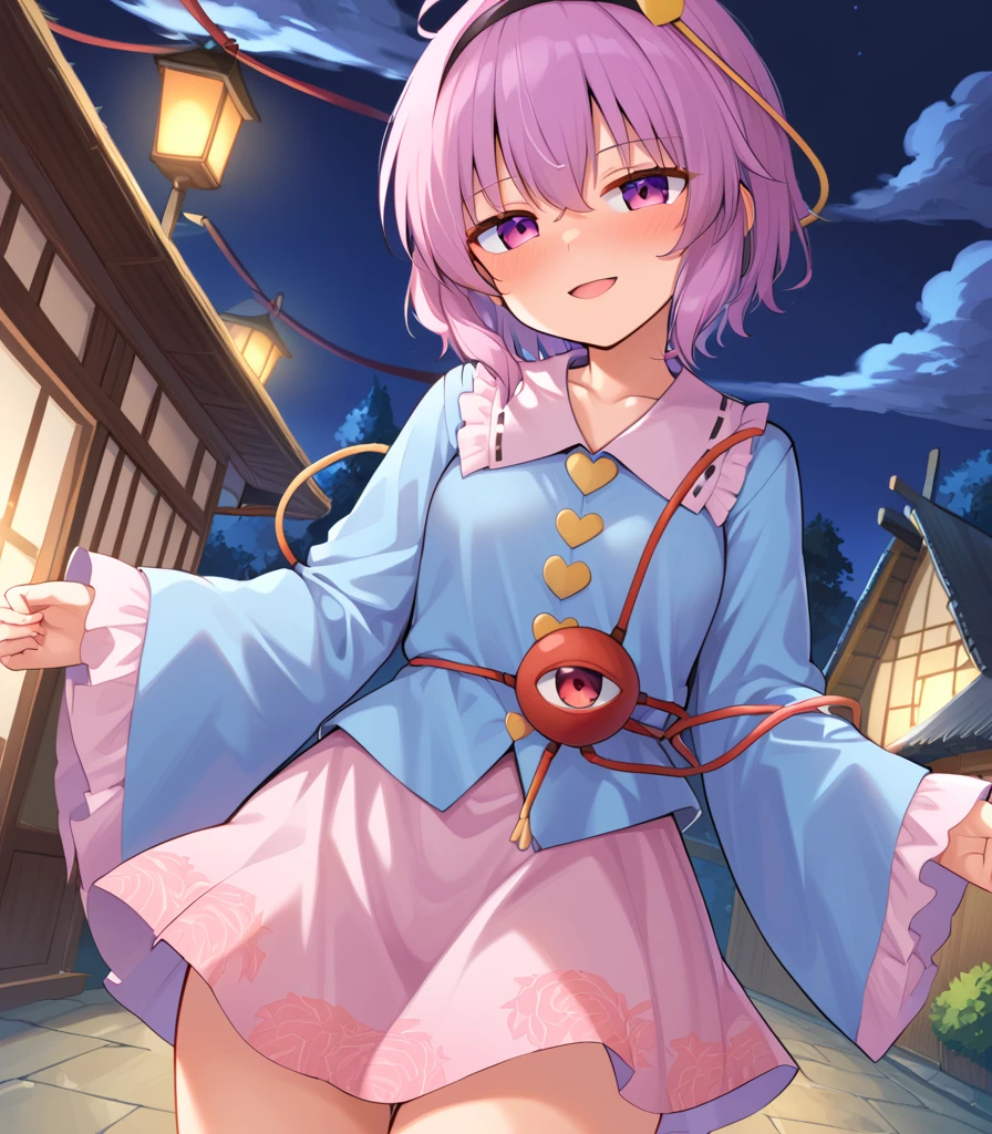 Komeiji Satori,night,Light,Around town,high quality