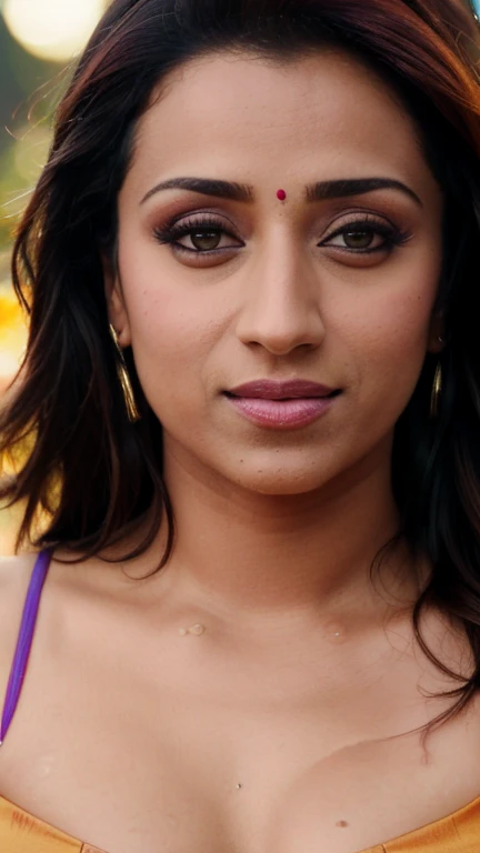 closeup body photo of trisha, HD, 4K, high resolution, bikini,trisha krishnan,trks woman,((long face)),30 year old, hindu, sexy, hindu woman,in bikini showing cleavage and navel ,make up,happy eyes, sexy face, masterpiece, swoopimg breasts, sexy navel, happy face , sexy