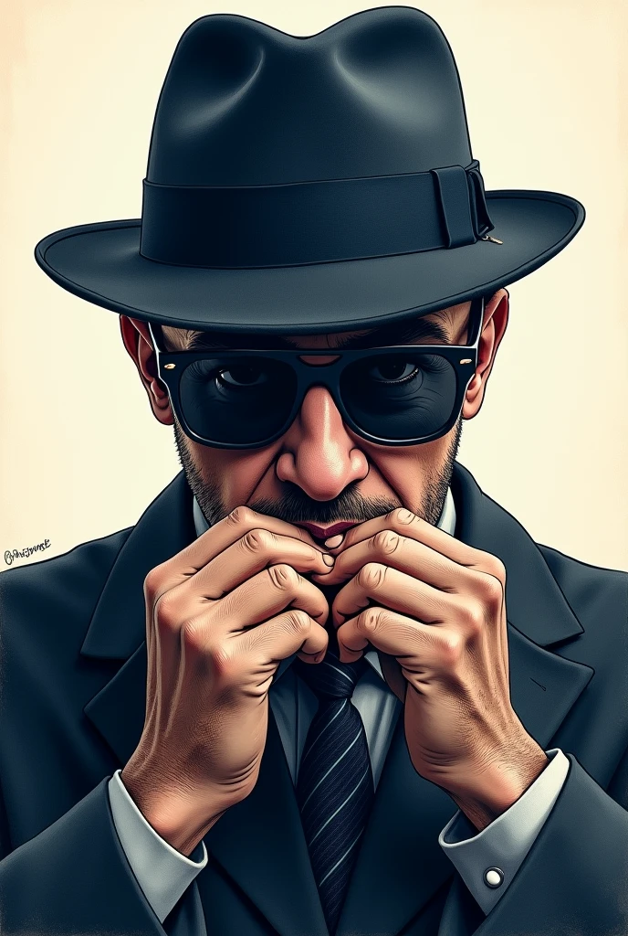 a gentleman in a noble suit wearing sunglasses, has a gold watch on his wrist, smokes a joint, who has a well-groomed beard, beautiful hair combed back and he should not have a braid, and a shawm record plays on the shawm record player. The picture should represent a funny cartoon from the 80s the background should be a grey house wall with various graffiti Park Hill, 187, n.W.a, in different colors