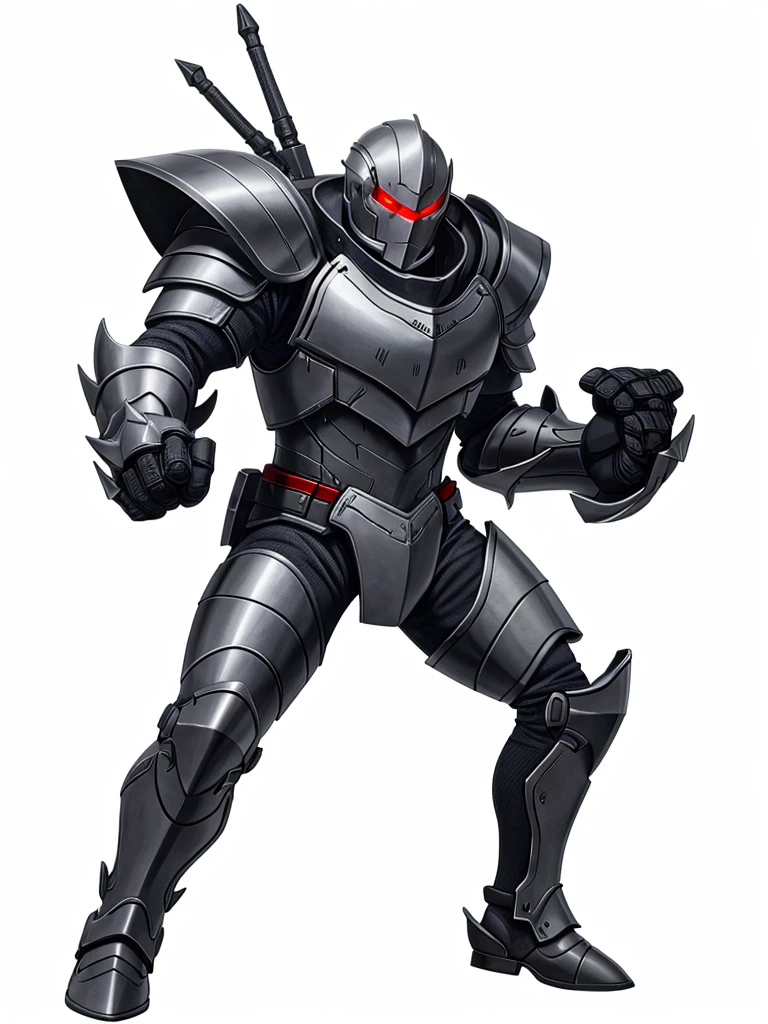 grey armor ,Eyes red ,high resolution, 