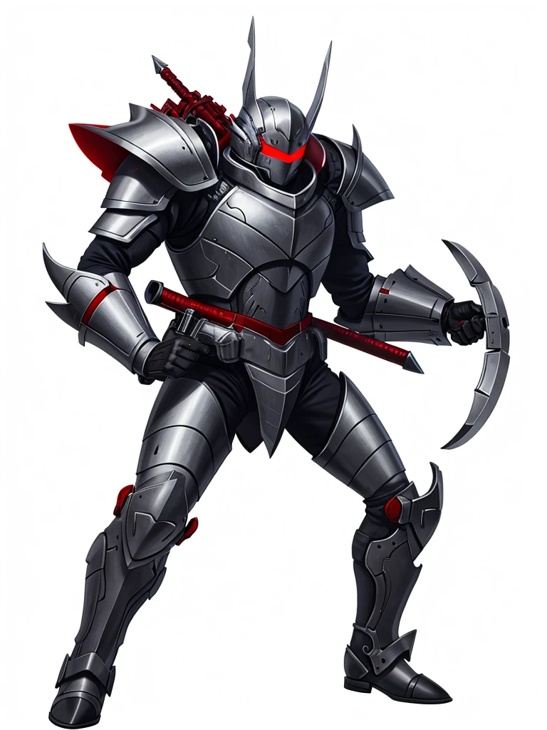 grey armor ,Eyes red ,high resolution, 