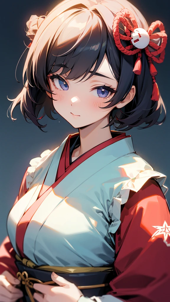 Very detailed、highest quality、Best image quality、masterpiece、8k、Anime Face、A kind smile、Open your mouth、Japanese style maid、ABC、vest style、Nice body