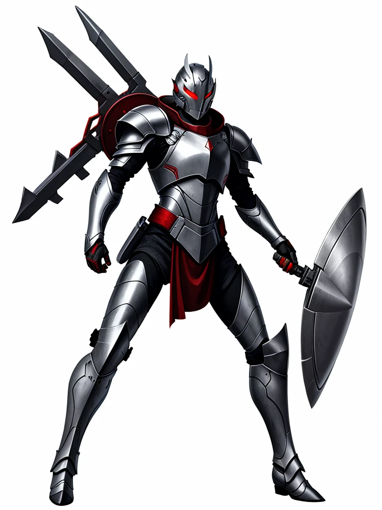 grey armor ,Eyes red ,high resolution, 