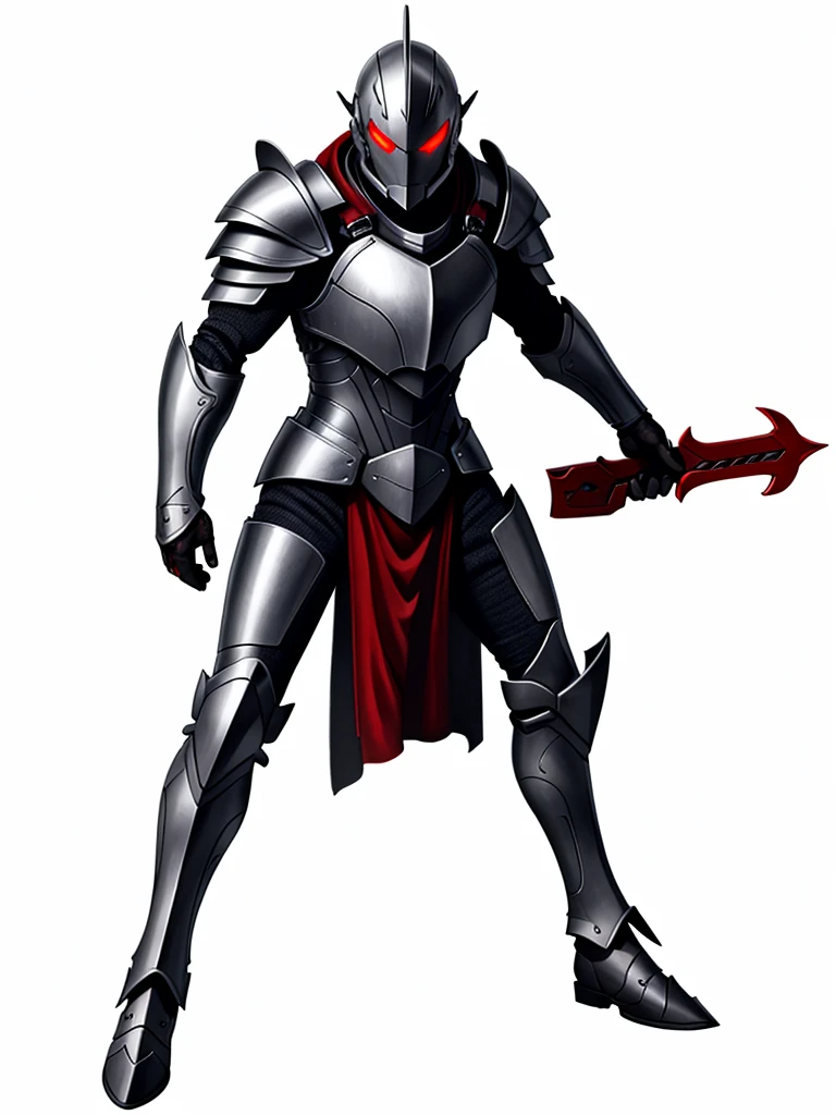 grey armor ,Eyes red ,high resolution, 