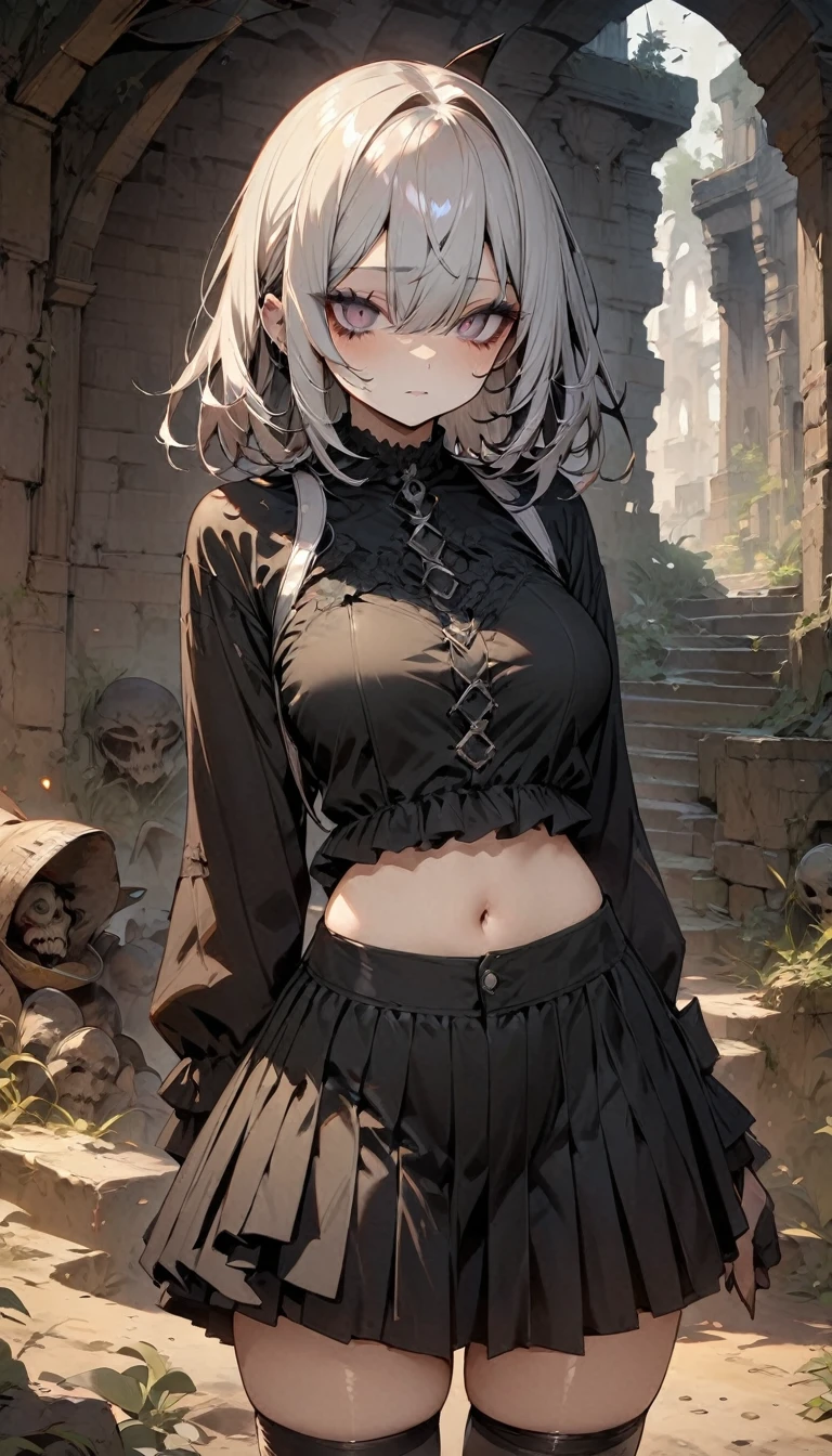 High resolution, masterpiece, Highest quality, Gothic Horror, Half demon girl, Alien, erosion