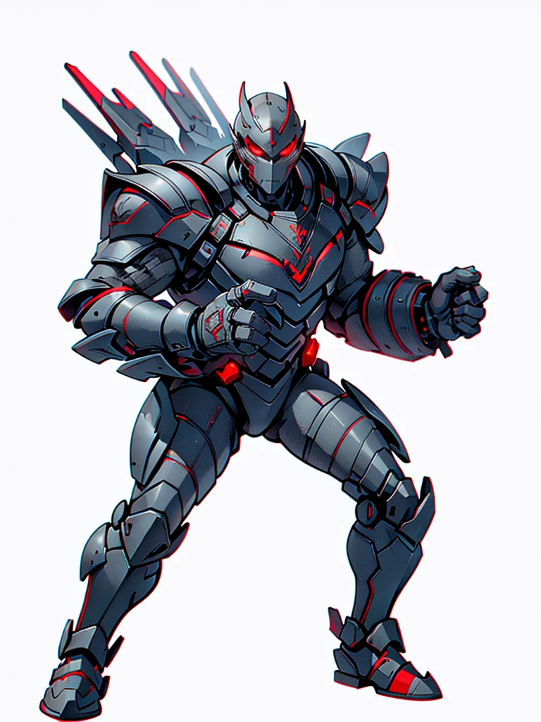 grey armor ,Eyes red ,high resolution, 