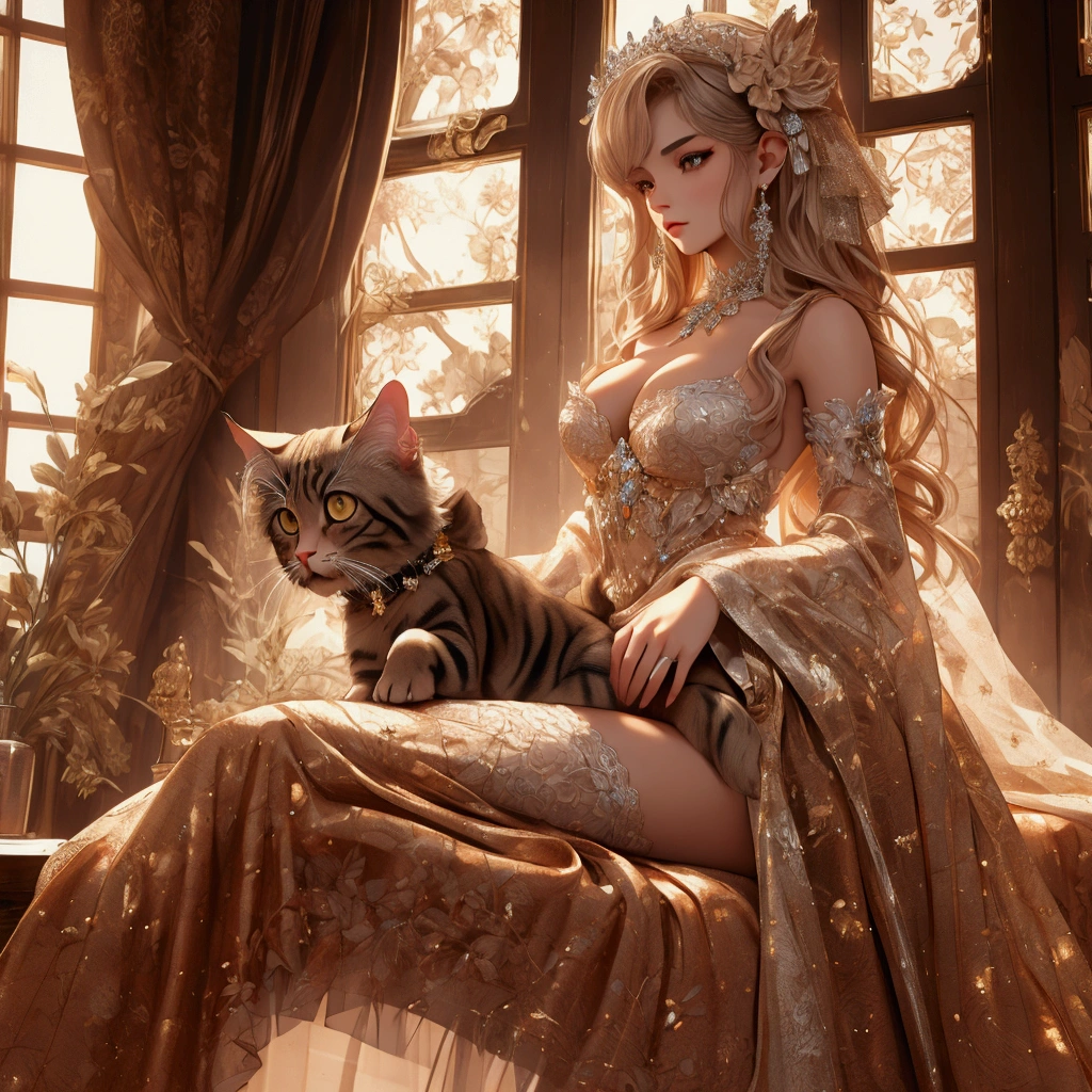 ((teen lolli)),((holding in her lap a white kitten)),(She is lying in a position where her crossed legs prevent the view of her underwear), (intimidating clothing stays hidden), shy look, whole body, walking, focus on the camera, masterpiece, best quality, high quality, high definition, high quality texture, high quality shadow, high detail, beautiful detailed, finely detailed, extremely detailed cg, detailed texture, a realistic representation of the face, realistic, colorful, delicate, cinematic light, side lighting, Lens Flare, ray tracing, sharp focus, (kitten ears), (kitten tail), (intricate details, makeup), (detailed beautiful delicate face, detailed beautiful delicate eyes, a face of perfect proportion, detailed high skin, detailed skin, best ratio four fingers and a thumb, arms under the chest, wide hips, smooth midriff, slim and thin, (transparent lingerie clothing with gold details, golden ribbons over the body, very short clothing, crossed legs, hands in front of the body, blonde hair falling in curls up to the waist: 1.3), location of the hotel room, (white clothing), anatomical hands, sexy and confused look, ((SKY BLUE EYES)), princess clothing, transparent clothing, (Finely detailed and anatomical hands)