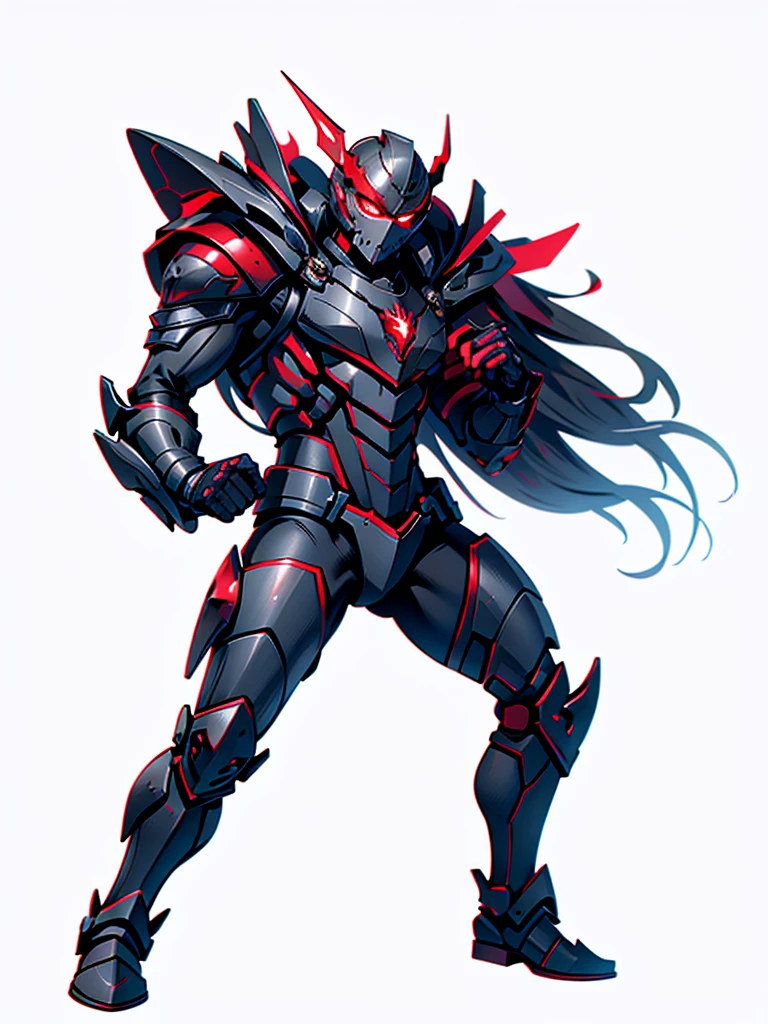 grey armor ,Eyes red ,high resolution, 