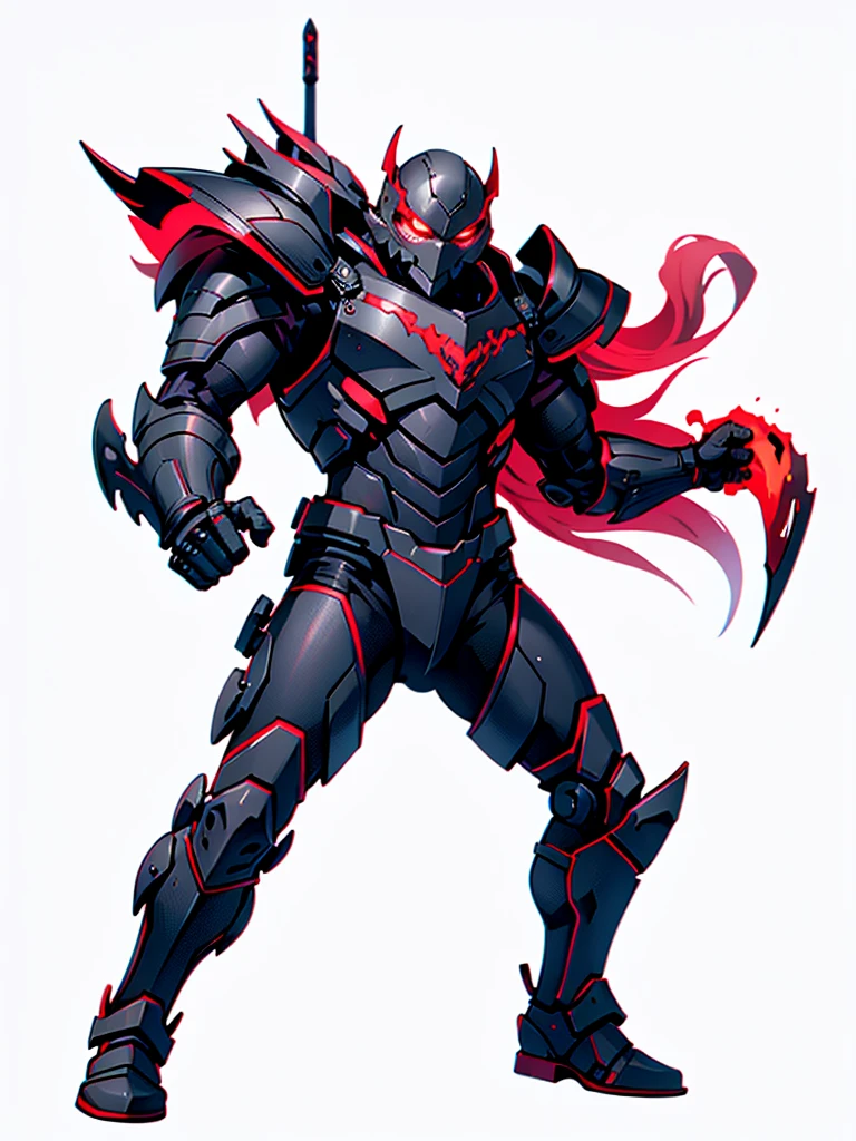 grey armor ,Eyes red ,high resolution, 