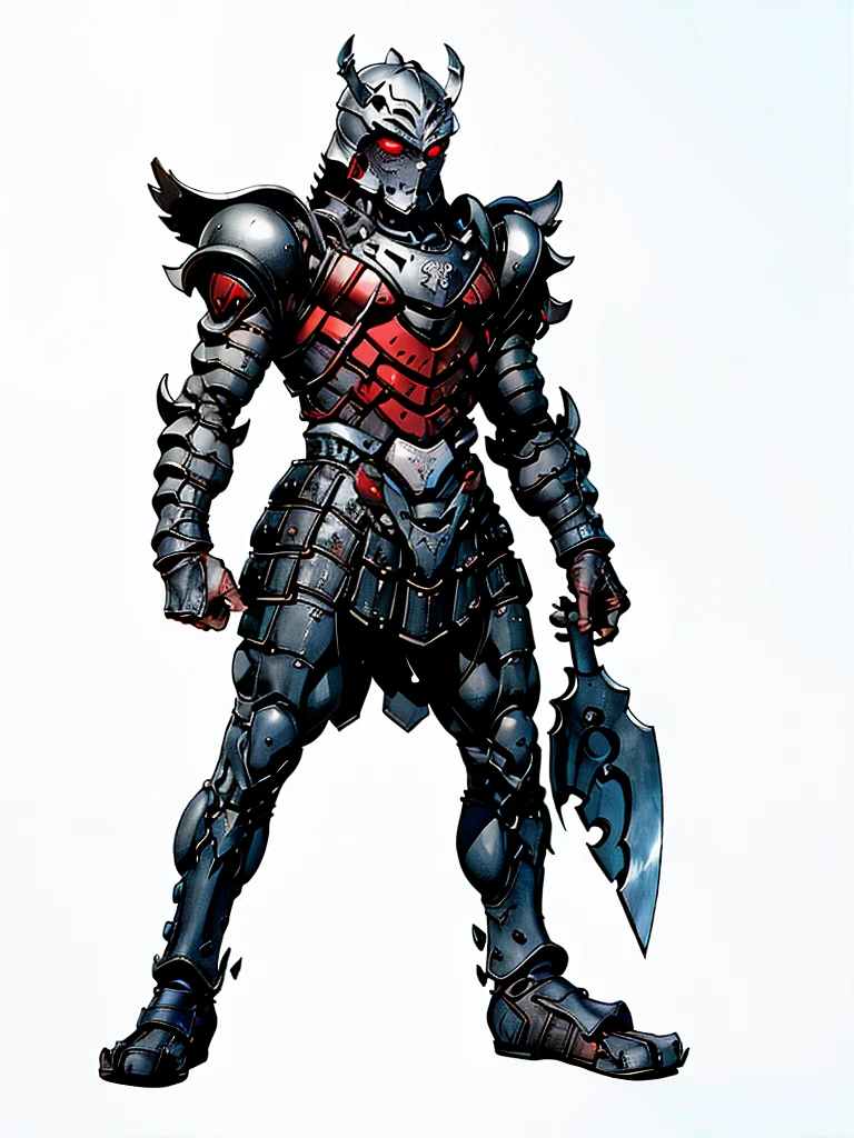 grey armor ,Eyes red ,high resolution, 