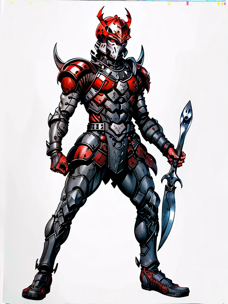 grey armor ,Eyes red ,high resolution, 