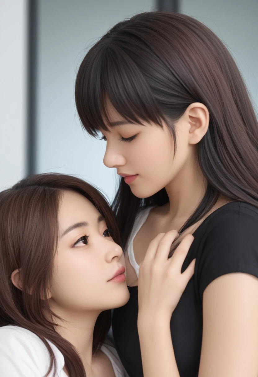 (Highest quality, 4K, 8k, High-definition masterpiece:1.2), Very detailed, Picturesque, Anime style photo, Photo Animation:1.37)、Two beautiful girls、kiss、yuri