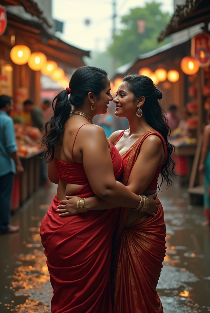 Indian aunty holding mans ass showing cleavage bending down in saree in market, fruit shop,oversized blouse, erotic dick, seducing man, saree, blouse, horny boy,sexy facial expressions , indian traditional outfits, boobs valley, vendor pressing aunty's boobs, prime lens cinematic, professional