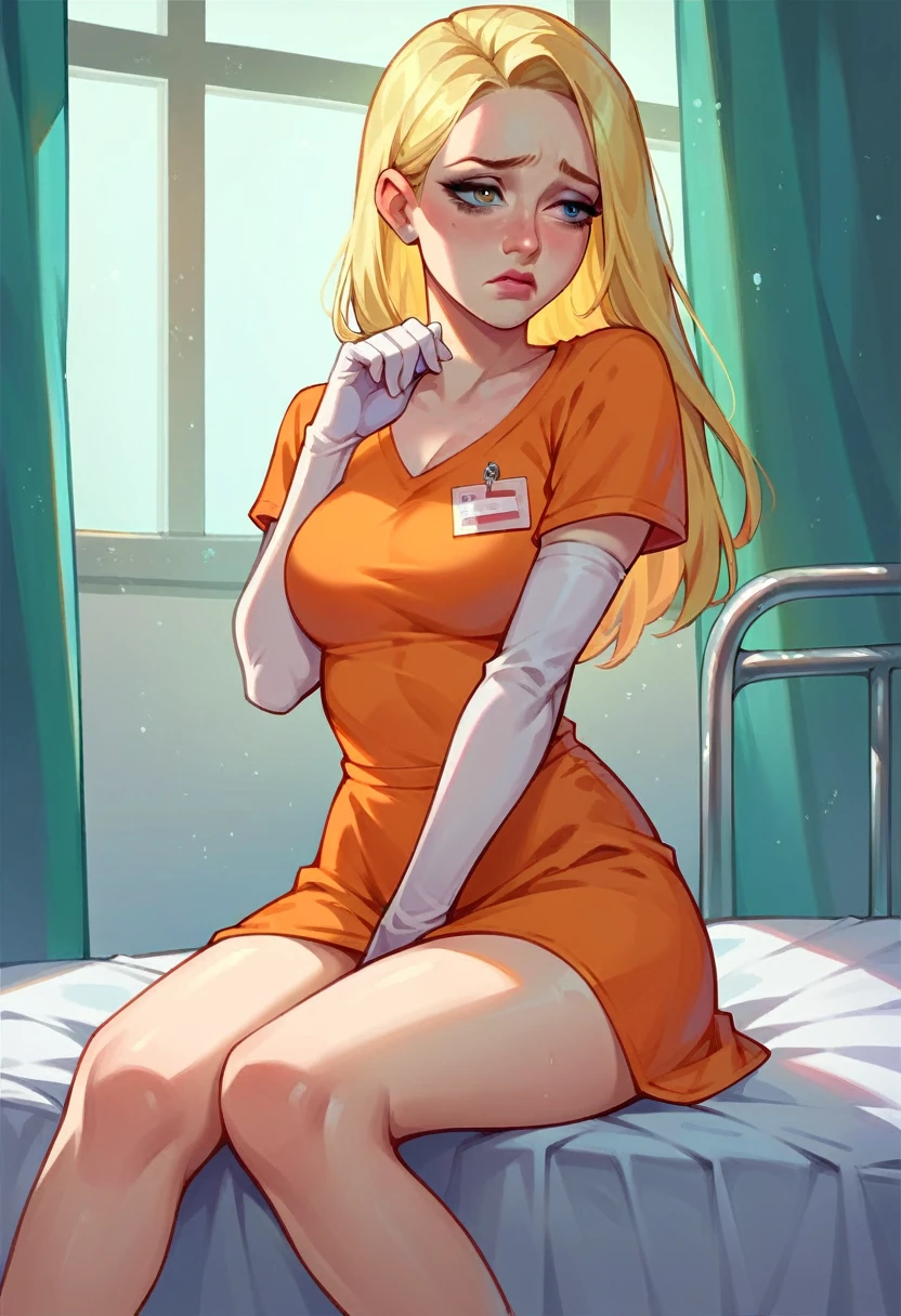 Dove Cameron as a nurse at the bed wearing sexy outfit anime BIG boobs, HD resolution, 24 years old.