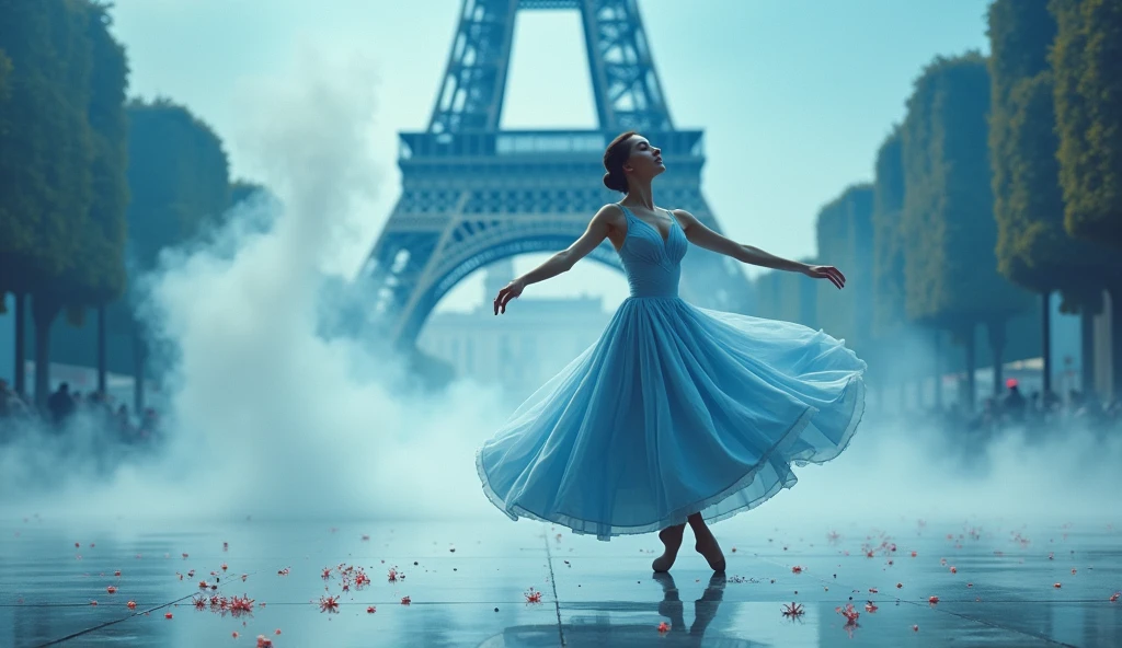 Date: 1956
Location: Paris, France
Description: A figure skater glides across a frozen Parisian pond, the delicate tracings of her skates etching patterns on the ice under the gentle sunlight.