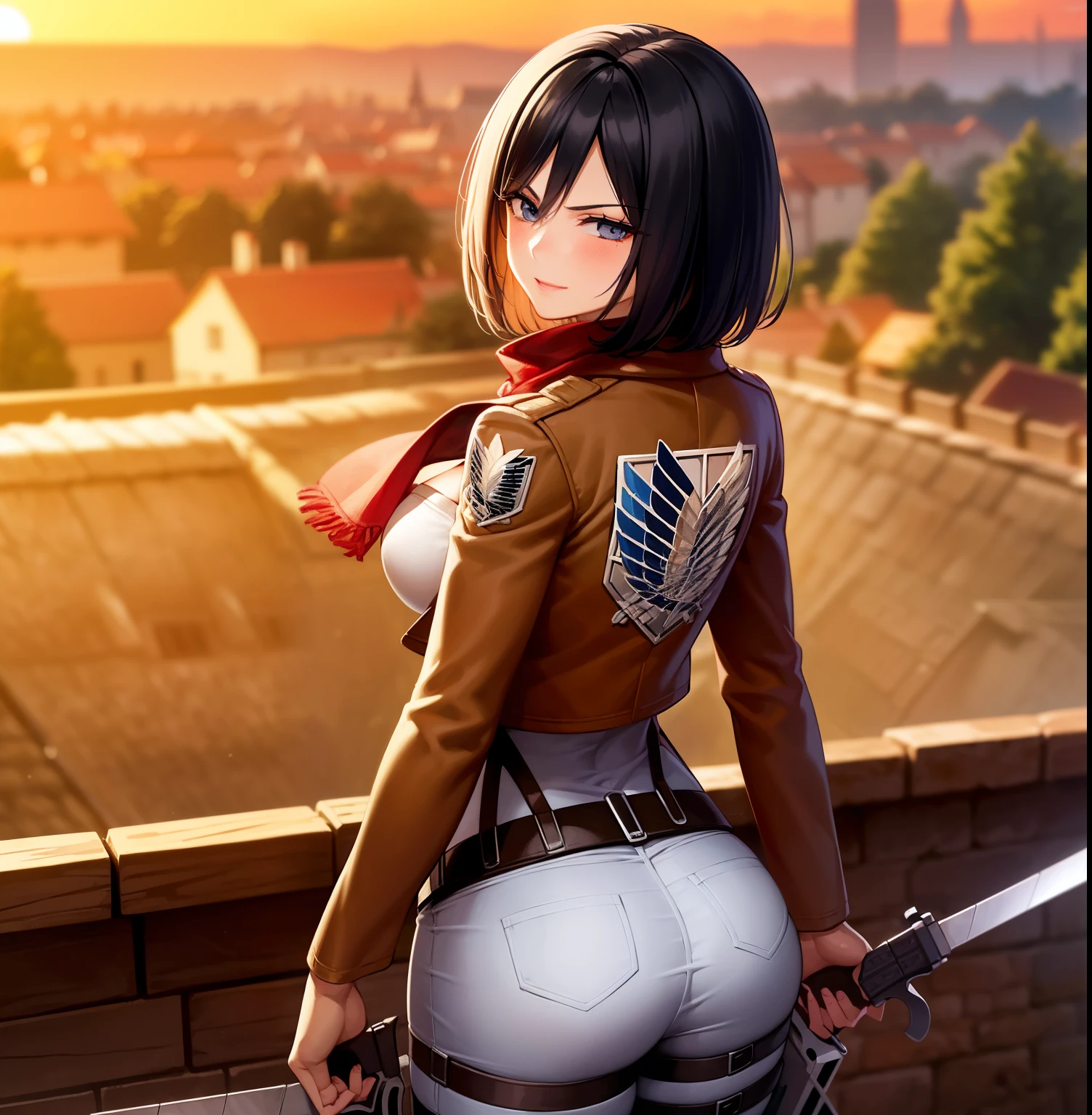 score_9, score_8_up, score_8, score_9, 1girl, mikasa ackerman, wetsuit, sit on viewer, 1boy, pov, from behind, huge ass, perfect rounded ass, looking at the viewer, indoor, taking picture to mirror, holding pone, soft body,
