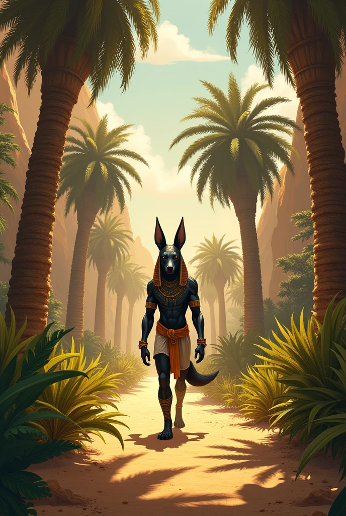 (1boy, solo), (boy is Anubis), (scenery Egypt)