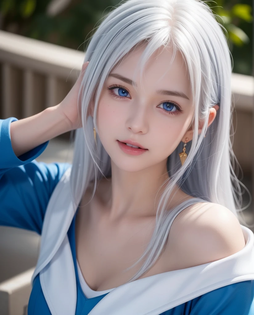 landscape of an woman, landscape of a very beautiful woman, (((cowboy shot))), photography with Fujifilm XT3, depth of field, film grain, female focus, Nao Tomori/(Charlotte/), anime style, (((lie sideaways)))!!!, (lie sideaways on the floor), looks at the camera with beautiful blue eyes, Ultra detailed eyes, (Beautiful blue eye's like sapphire :1.40)!!, Stars in her fixed eyes, (homochromatic eyes)!!!, seductive smile, beautiful smile, gorgeous smile, (Blush)!! Perfect nose, Cute little nose, Earrings, beatiful face, Face Clean, Skin, hyper realistic, Incredibly detailed face, hyper detailed face, A face with a lot of detail, Perfect eye shadow, wink, Hyper-Detailed Eyes, Hyper-detailing of eyebrows, Hyper-detailed eyelashes, white hair between eyes, White hair bangs, (ultra shine white hair)!!, (curvy hair with double tied up)!!, ((dynamic composition)), ((Bare Shoulders))!!, detached sleeves, (((wear school uniform)))!!!, detailed realistic clothes, neck garter, necklace, seductive armpit, plump breasts, (breast cleavage)!!, ultra seductive temptation, open skirt, slim legs, petticoat, fishnet legs, stockigs, smooth thighs cleavage, garter thighs, leather shoe, erotic, Best Quality, Masterpiece, Ultra-detailed, Beautiful, hight resolution, Original, CG 8K, perfect photo, dramatic lighting, (Realistic) Realistic, Full HD, Best Quality, Best Quality, Beautiful lighting, (8k wallpaper of extremely detailed CG unit), High Details, sharp-focus, The art of dramatic and photorealistic painting, ((In floor)), dynamic composition