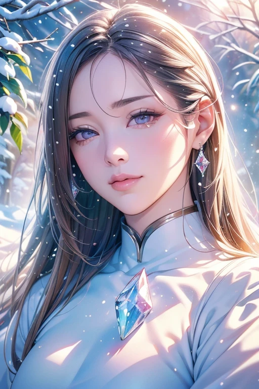 ((Anatomically correct depiction、masterpiece、Highest quality、8k))、Baby Face、Attractive beautiful almond-shaped eyes、((Wide-open whites of the eyes:1.1))、Long eyelashes、美しい桜colorの唇、A high, well-defined nose、color々Hairstyle、美しく輝くcolor々な髪color、((Realistic:1.3))、Bold composition、Highly detailed face、Detailed、Golden Ratio Face、Ultra-high resolution、((Beautiful, crystal clear white skin:1.3))、Powdery snow in a clear sky、Beautiful grassland、オリエンタル装飾の淡い黄colorの透けるような薄いドレス