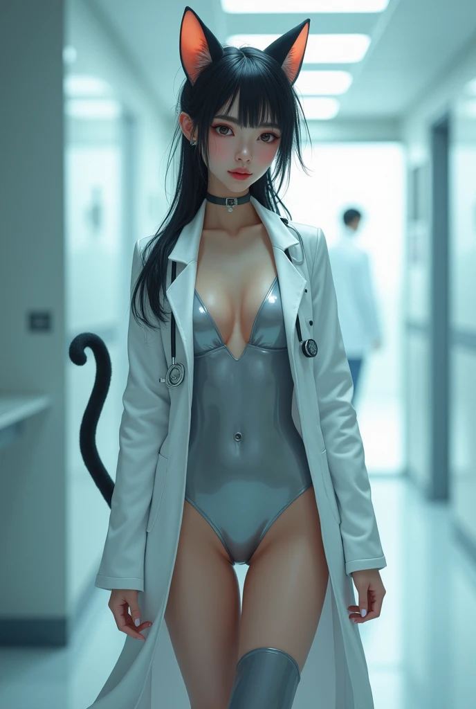 gynecologist catgirl in latex leggings
